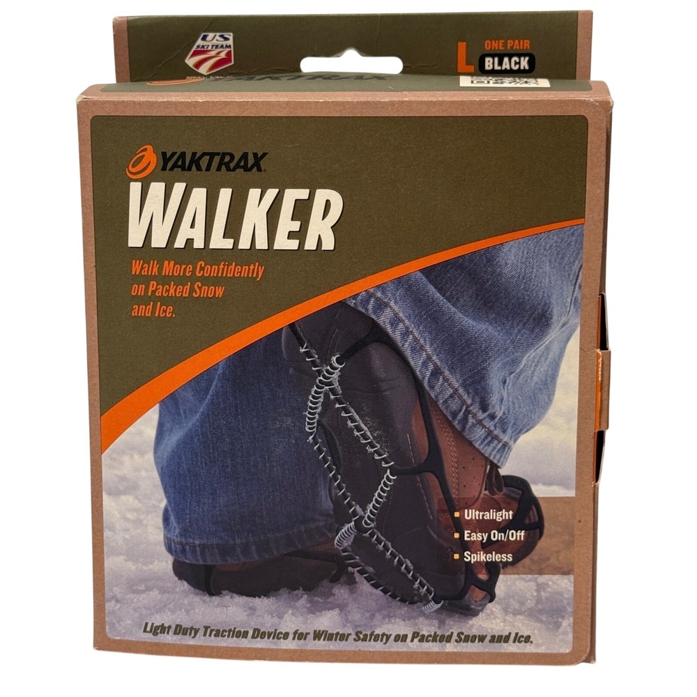 Yaktrax Walker Traction Device for Snow and Ice Black Size Large New in‎ Box